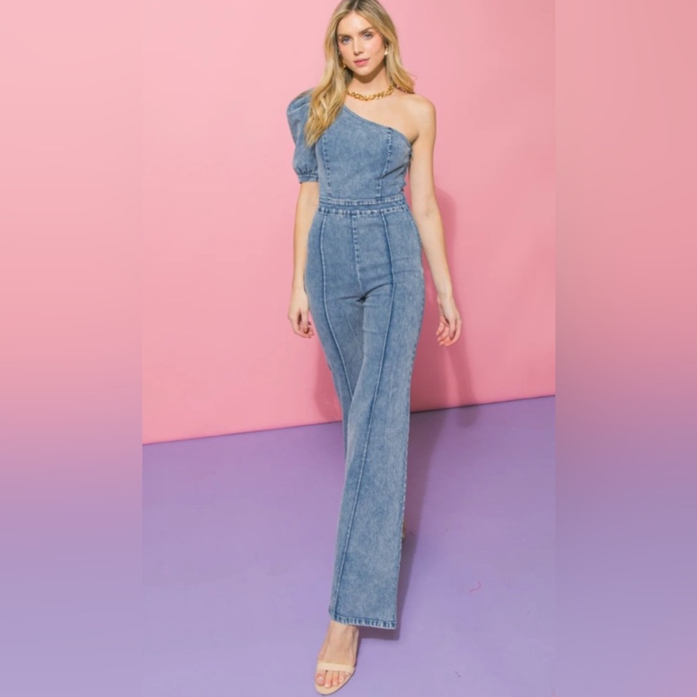 Flying Tomato Light Blue Denim Romper